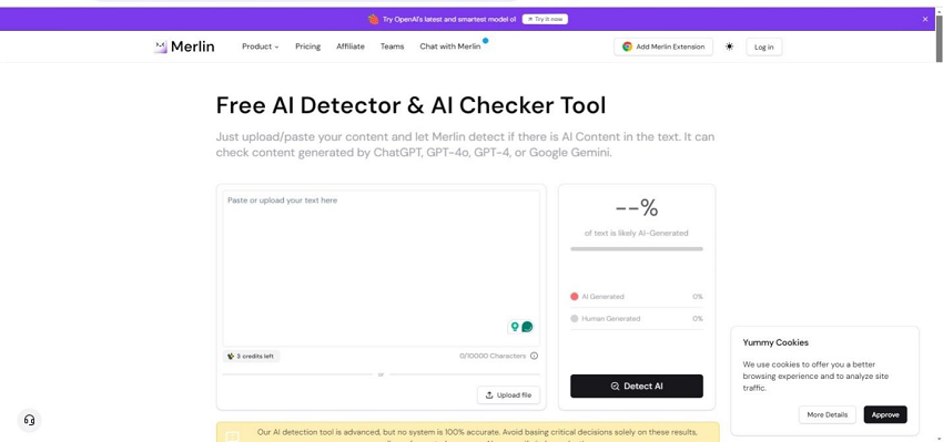 access the merlin ai detector
