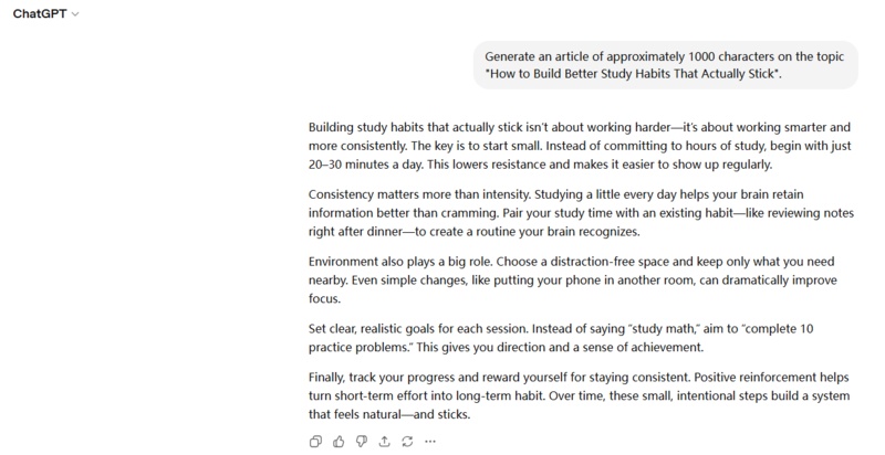 chatgpt-generated article on study habits