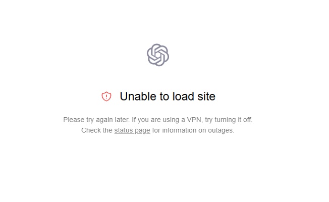 chatgpt unable to load site