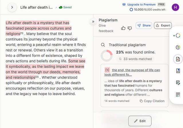 check for plagiarism