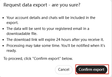 choose confirm export