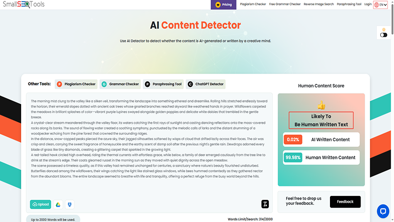 claude ai content detection result
