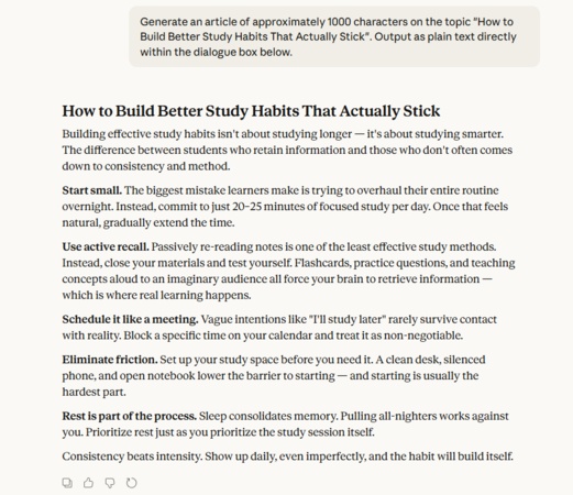 claude-generated article on study habits