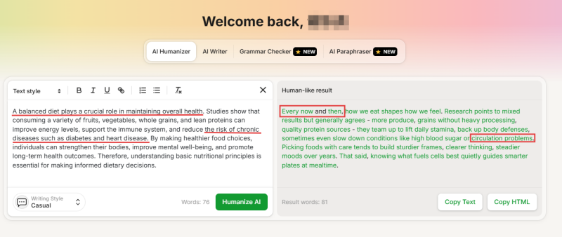 clever ai humanizer rewrite result