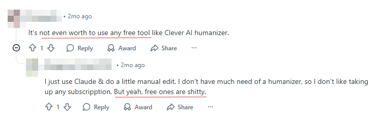 clever ai humanizer reddit review two