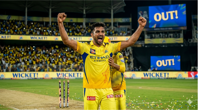 CSK Bowler Celebrating a Wicket