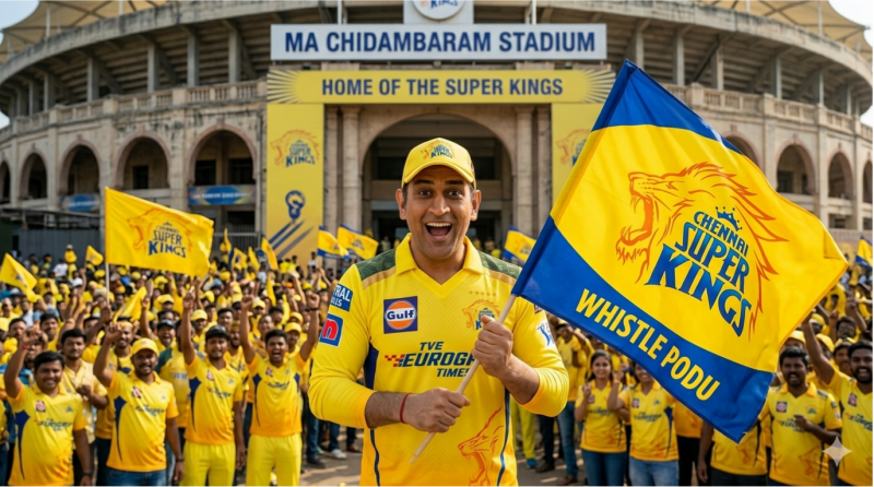 CSK Fan with Team Flag