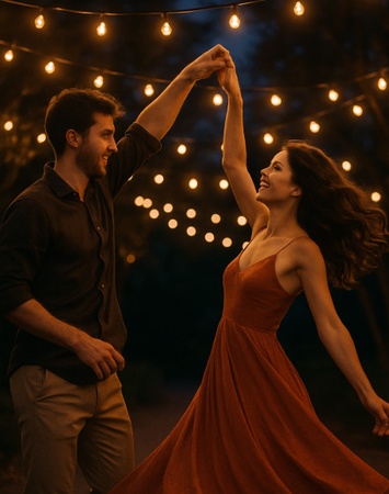 dancing under fairy lights