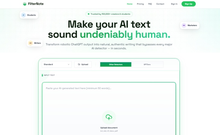 filternote ai homepage