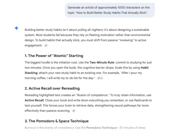 gemini-generated article on study habits