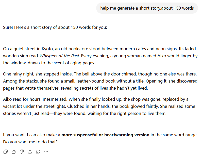 gpt generate short story