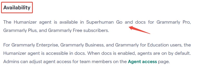 grammarly humanizer availability