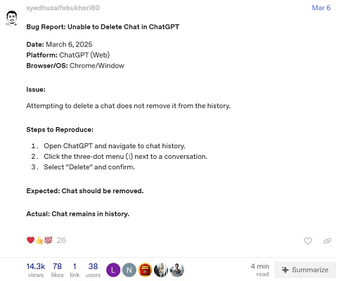 handle chatgpt cannot delete chat