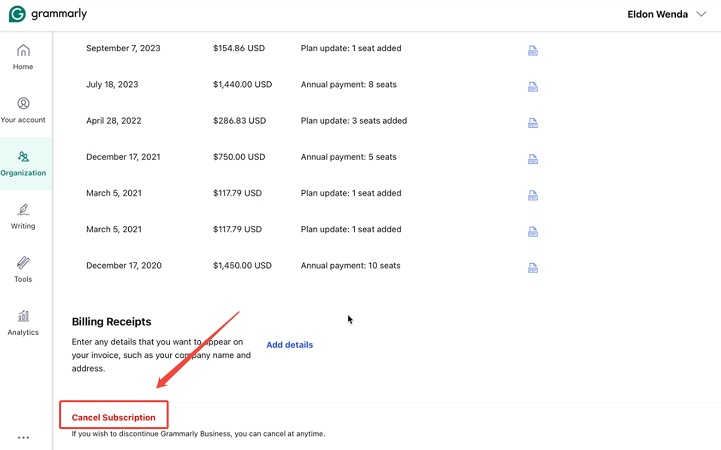 how to cancel grammarly subscription 1