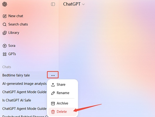how to delete chatgpt history on laptop