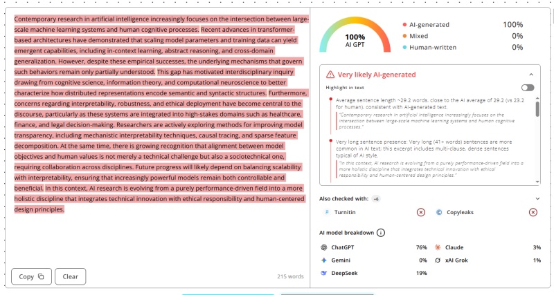 Humanize AI original text score