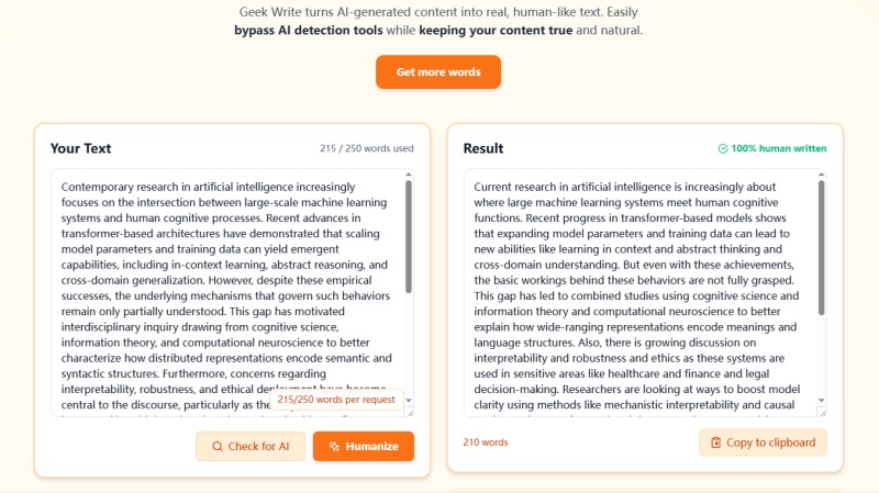 humanize text with geekwrite