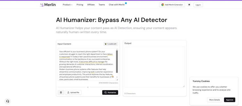 humanize the text in merlin