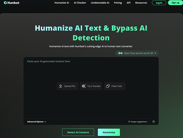 humbot ai user interface