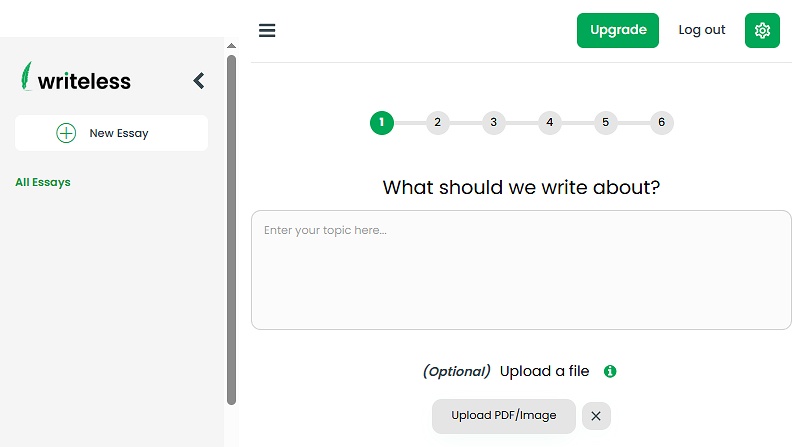 input a topic into writeless ai