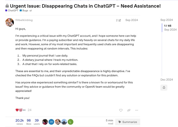 openai developer community user post