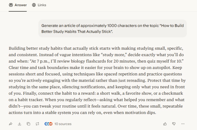 perplexity-generated article on study habits