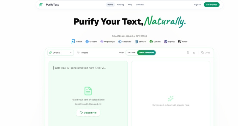 purify text homepage