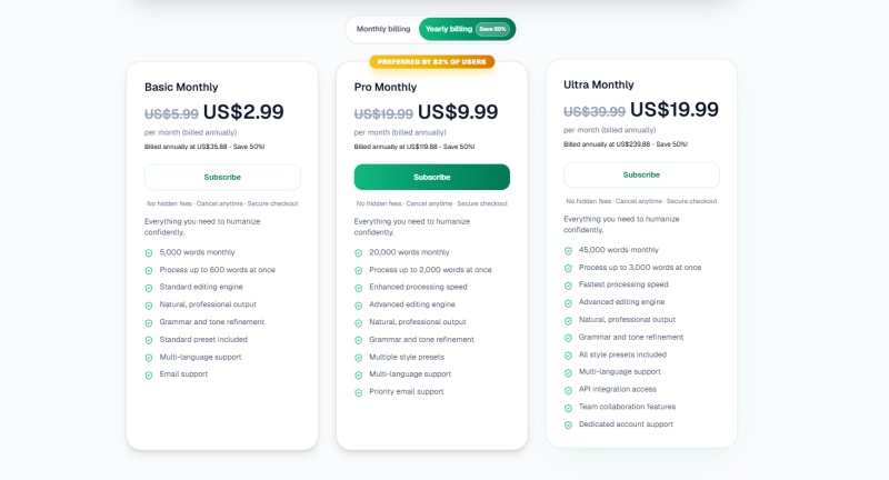 purifytext pricing plan