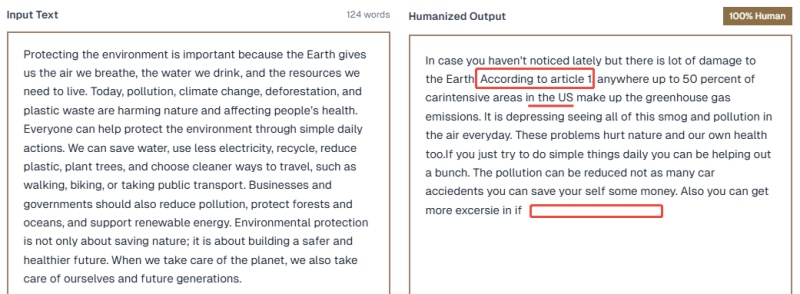 quality issues of humanized text