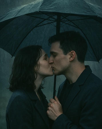 rainy day couple kiss couple photo pose ideas