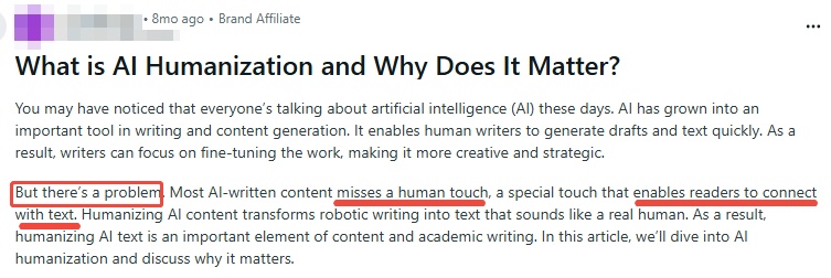 reddit post about humanization's importance