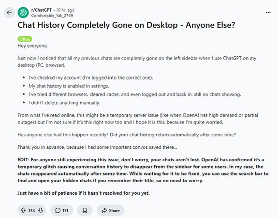 reddit user post