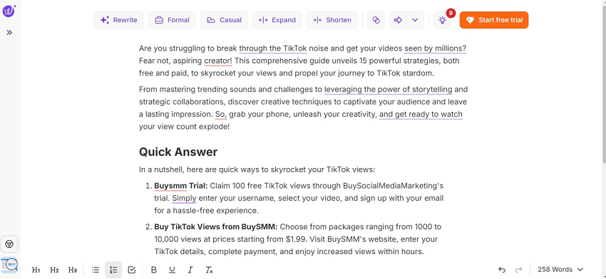 review and refine suggestions in wordtune