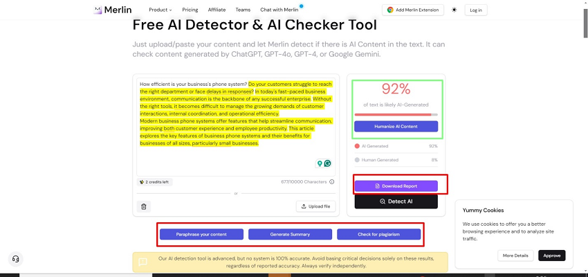 review the results in merlin