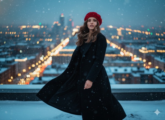 Rooftop Christmas queen moment