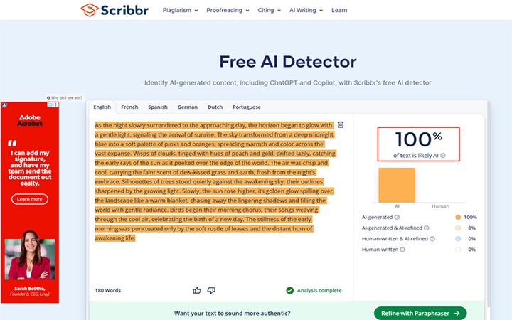 scribbr user interface