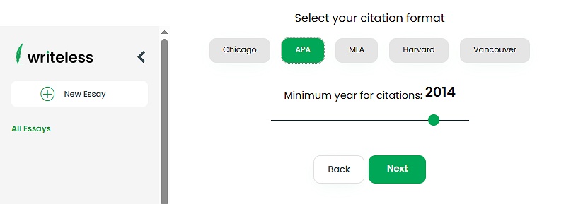 select citation format