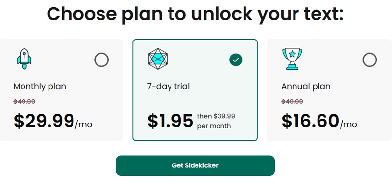 sidekiker pricing