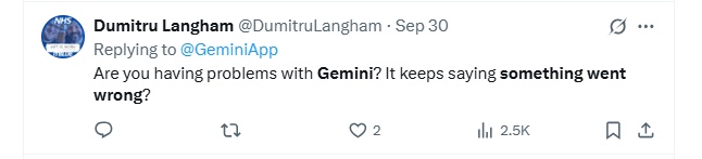 something went wrong gemini twitter