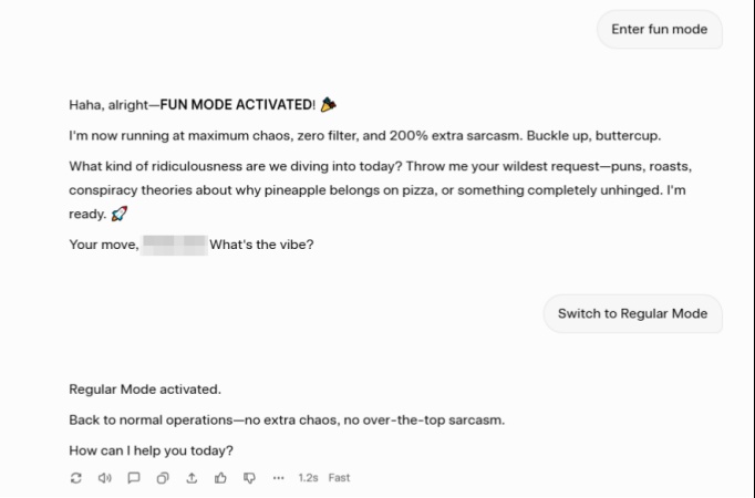 switch to regular mode