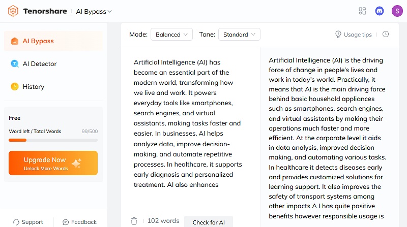 Tenorshare AI Bypass result
