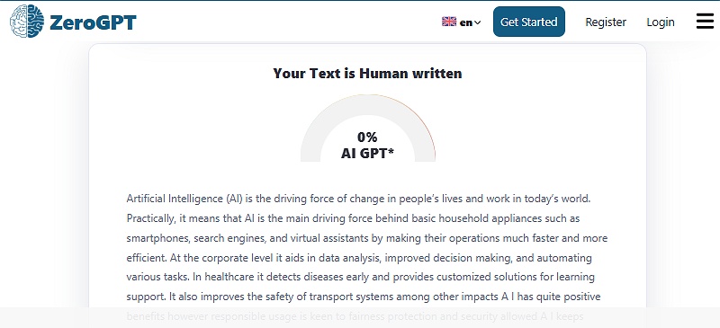 Tenorshare AI Bypass VS ZeroGPT