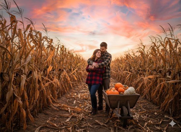 thanksgiving couple sunset embrace