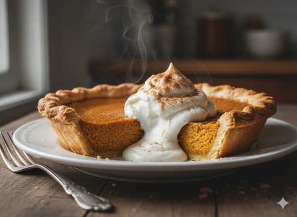 thanksgiving pumpkin pie slice
