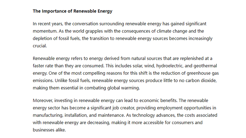 The importance of renewable energy