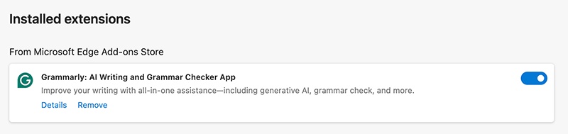 Turn Off Grammarly in Edge