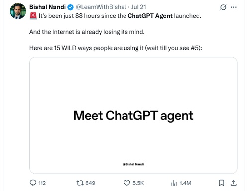 twitter user comment on chatgpt agent
