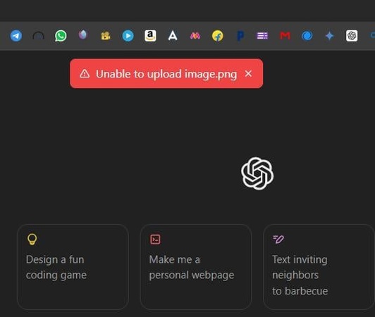unable to upload images to chatgpt