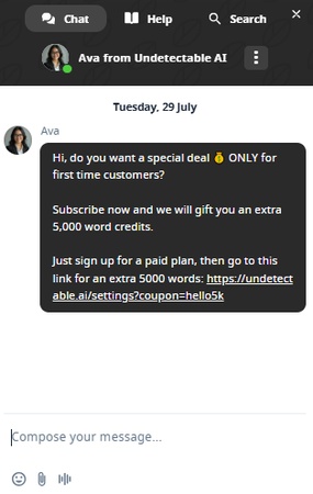 unsubscribe undetectable ai through live chat