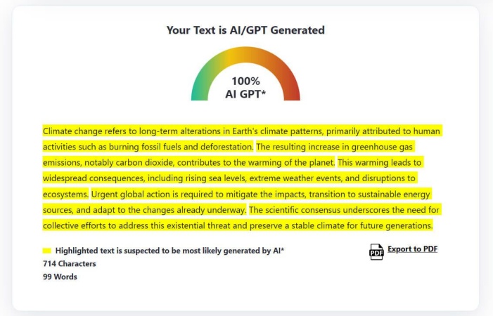 zerogpt score report